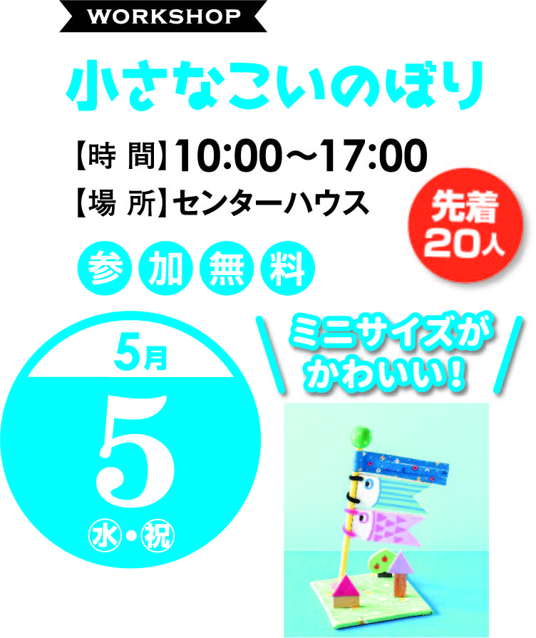 5月5日(水・祝) 小さなこいのぼり